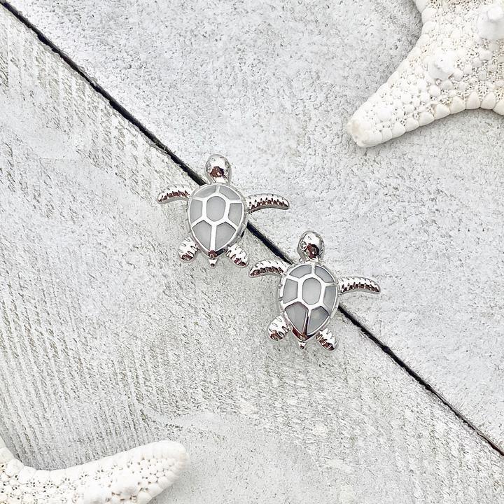 Silver Earrings with Sea Turtle and Beautiful Opal - Marinea