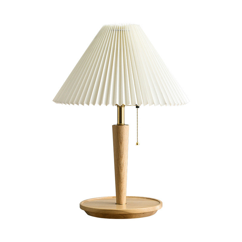 Elegant Vintage Wooden Woodly Table Lamp - Table Lamp with Hemmed Design
