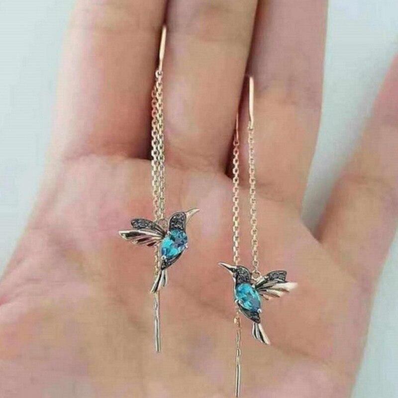 Captivating Hummingbird Enamel Pendant with Sparkling Zirconia - Amalia