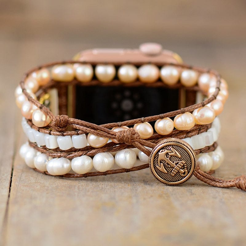 Elvianne - Luxurious Freshwater Pearl Wrap Band for Apple Watch