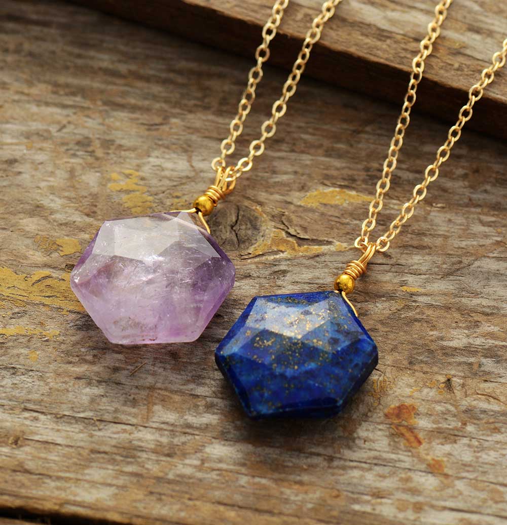 Lapislazuli Hexagon Necklace – Timeless Elegance