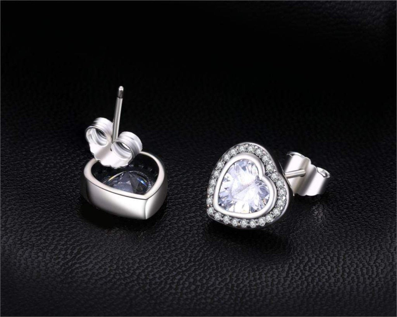 Celestia Heart-Shaped Earrings with Silver Zirconia - A Captivating Accessory