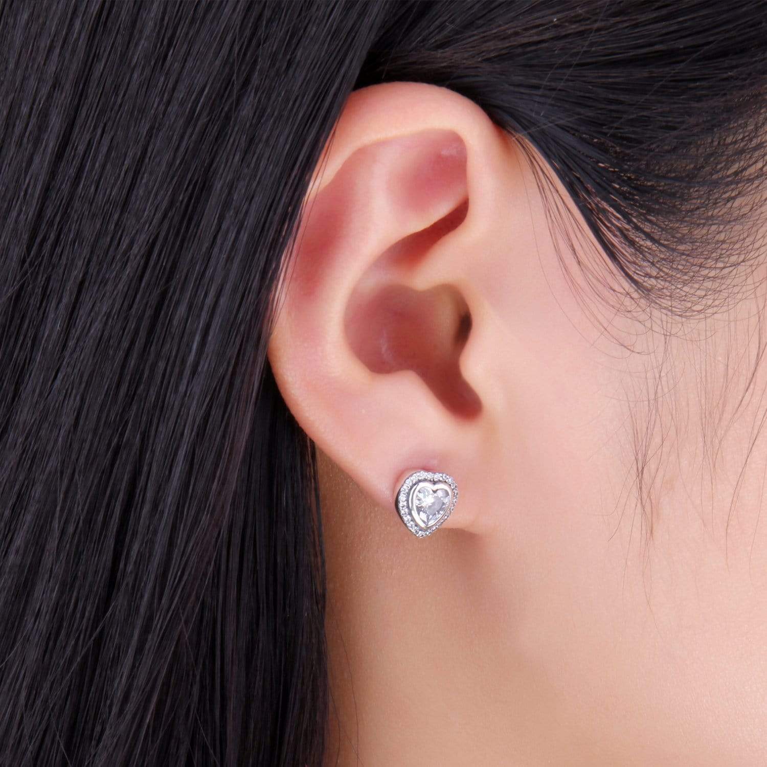 Celestia Heart-Shaped Earrings with Silver Zirconia - A Captivating Accessory
