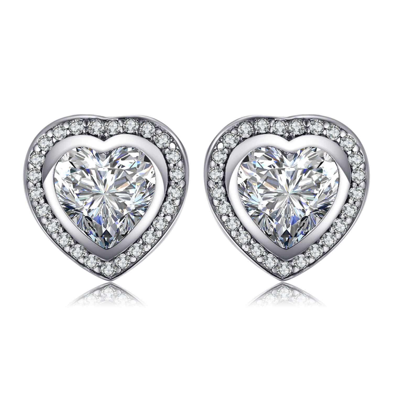 Celestia Heart-Shaped Earrings with Silver Zirconia - A Captivating Accessory