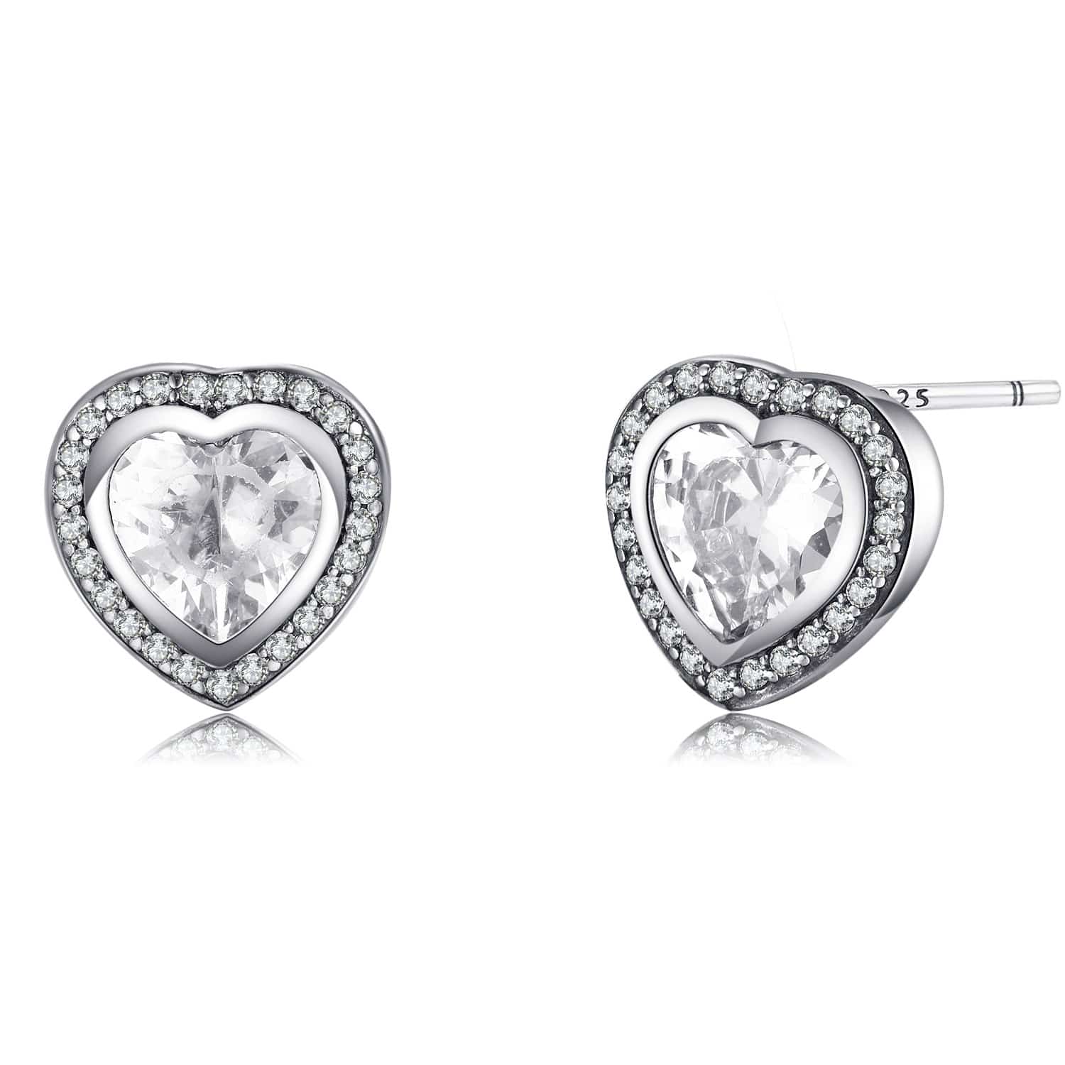 Celestia Heart-Shaped Earrings with Silver Zirconia - A Captivating Accessory