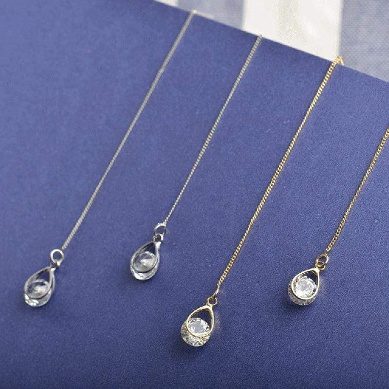 Isalyn – Elegant Long Rhinestone Drop Earrings