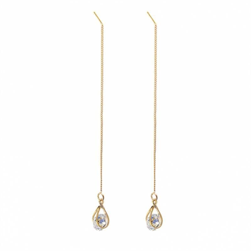 Isalyn – Elegant Long Rhinestone Drop Earrings
