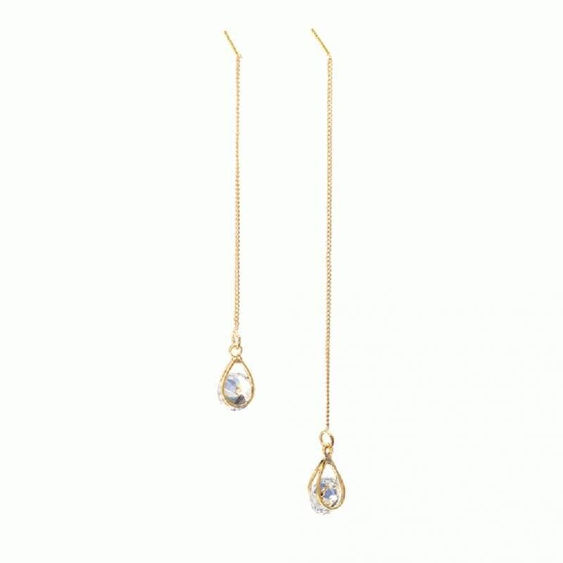 Isalyn – Elegant Long Rhinestone Drop Earrings