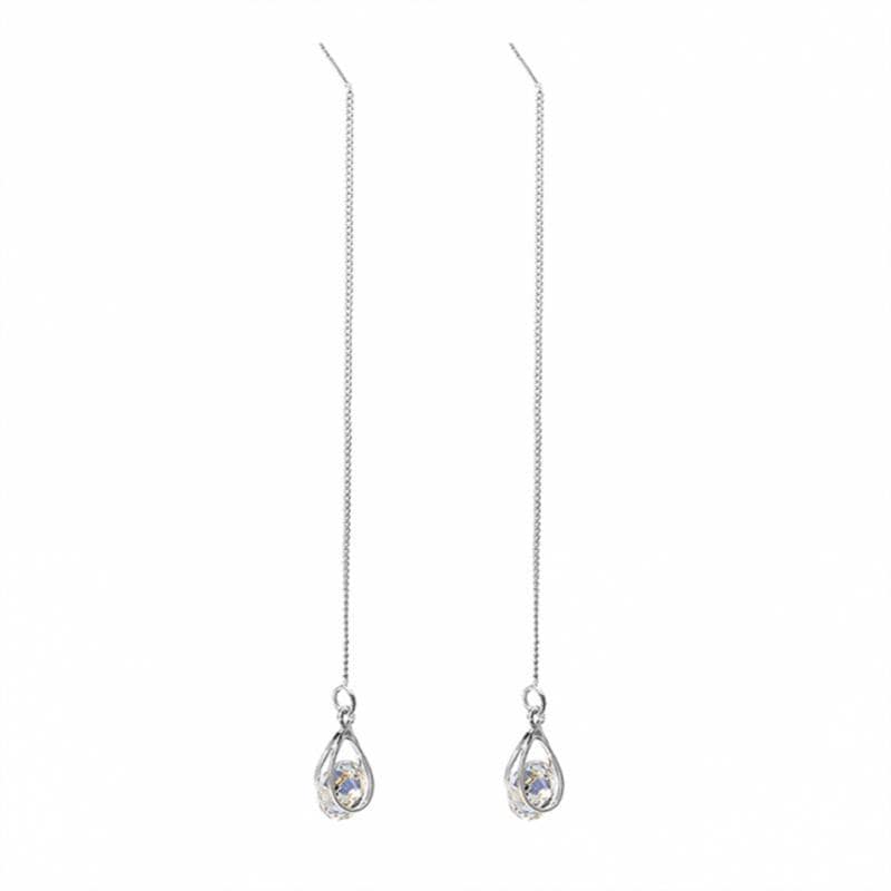 Isalyn – Elegant Long Rhinestone Drop Earrings