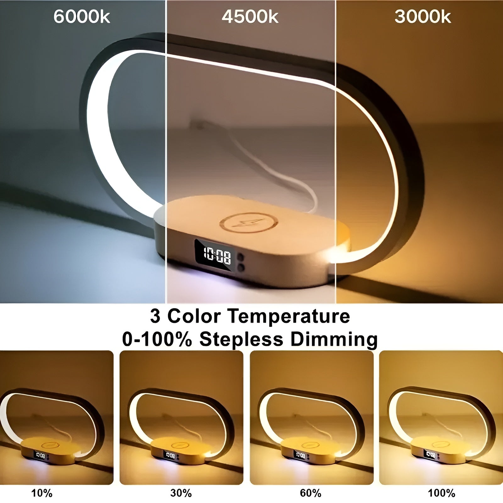 Stylish Multifunctional Lamp - with Charging Station and Clock