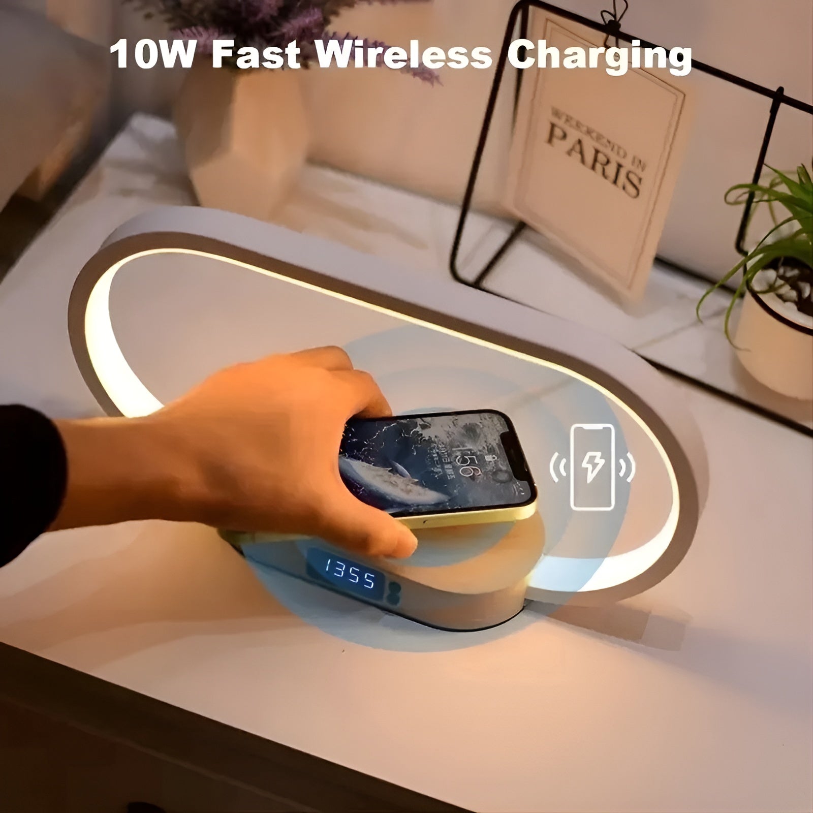 Stylish Multifunctional Lamp - with Charging Station and Clock