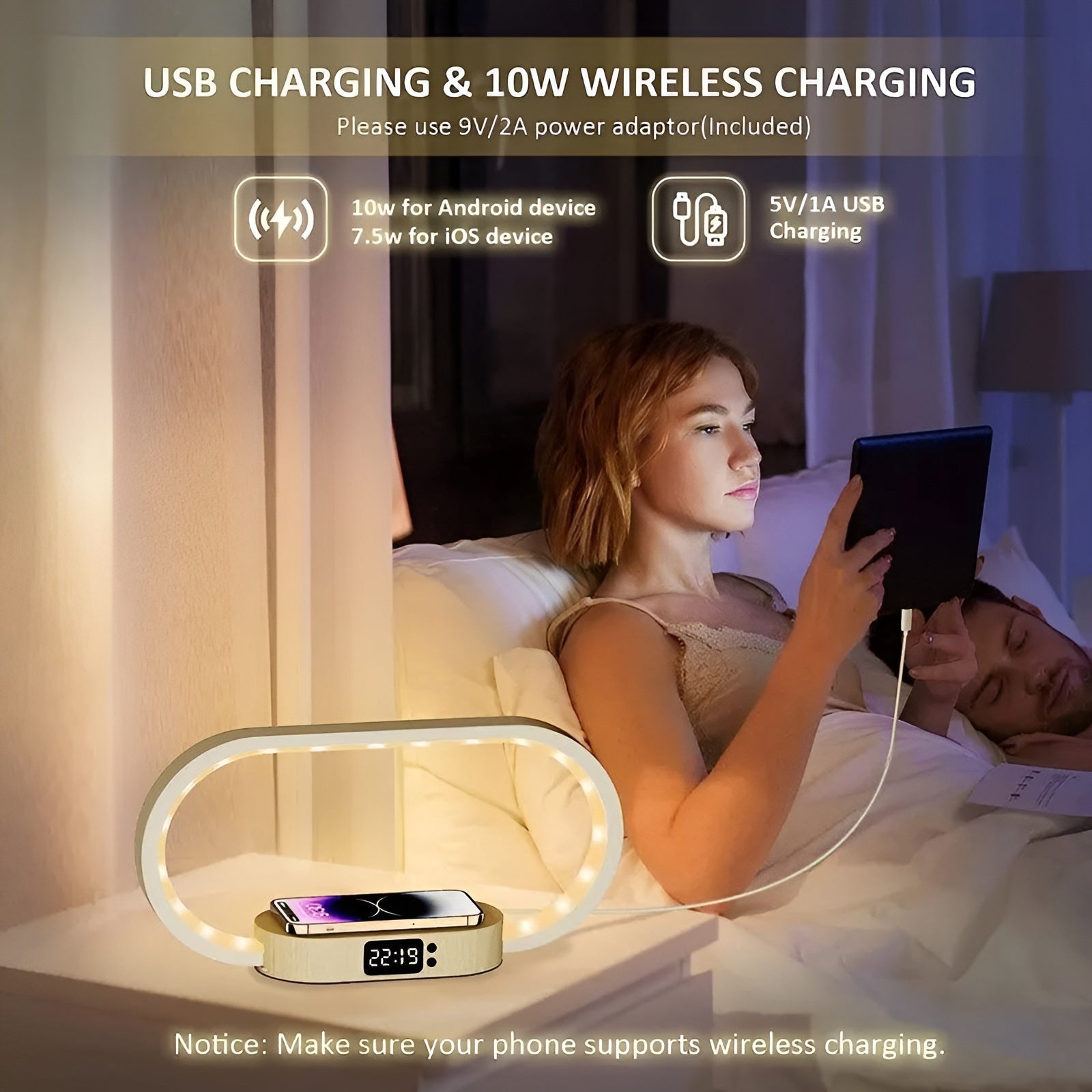 Stylish Multifunctional Lamp - with Charging Station and Clock