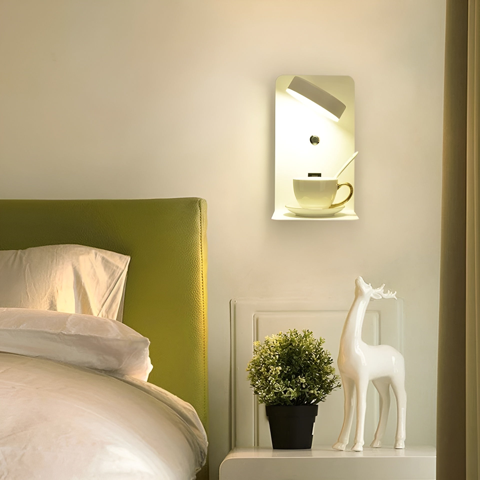 ChargeBright Luxury LED Wall Lamp with USB Charging Port - Modern Black-White Design
