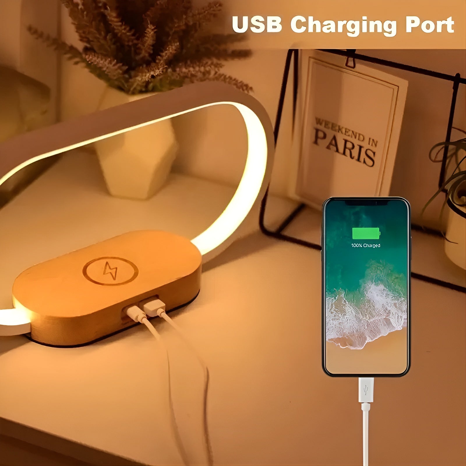 Stylish Multifunctional Lamp - with Charging Station and Clock