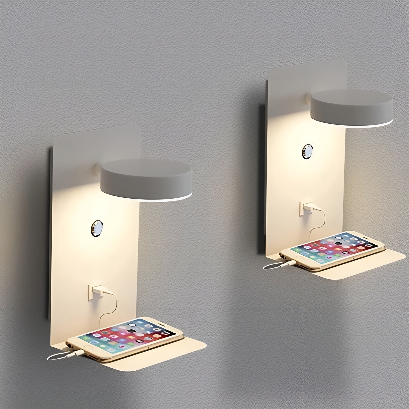 ChargeBright Luxury LED Wall Lamp with USB Charging Port - Modern Black-White Design