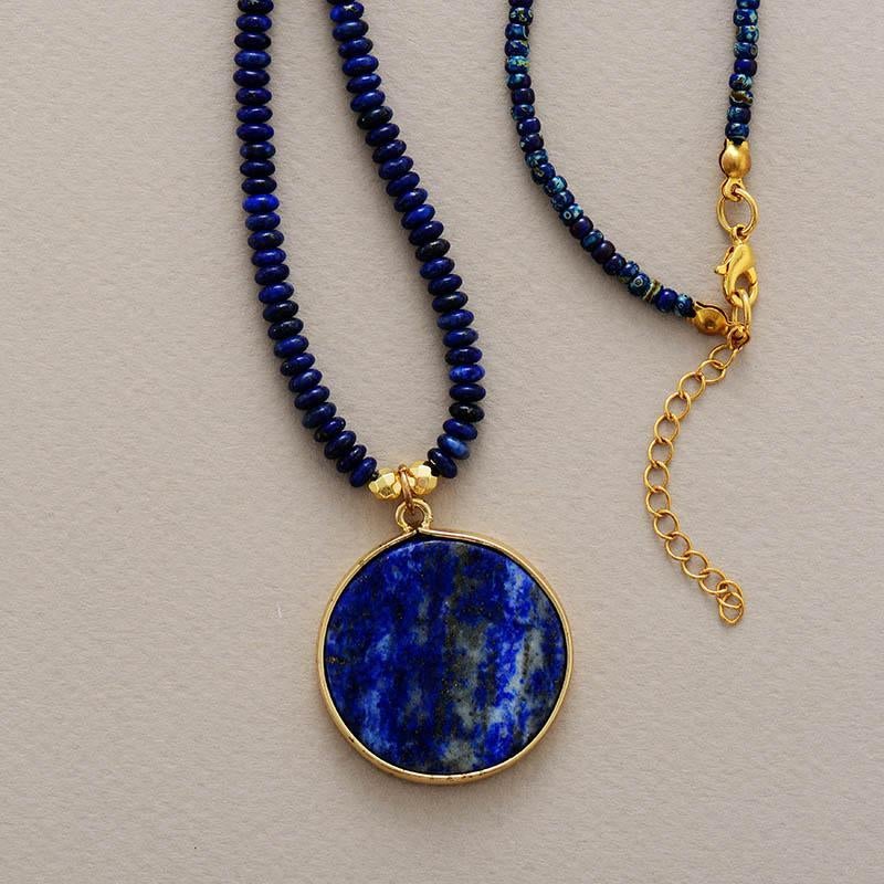 Lapis Charm Necklace – Elegant Round Chain