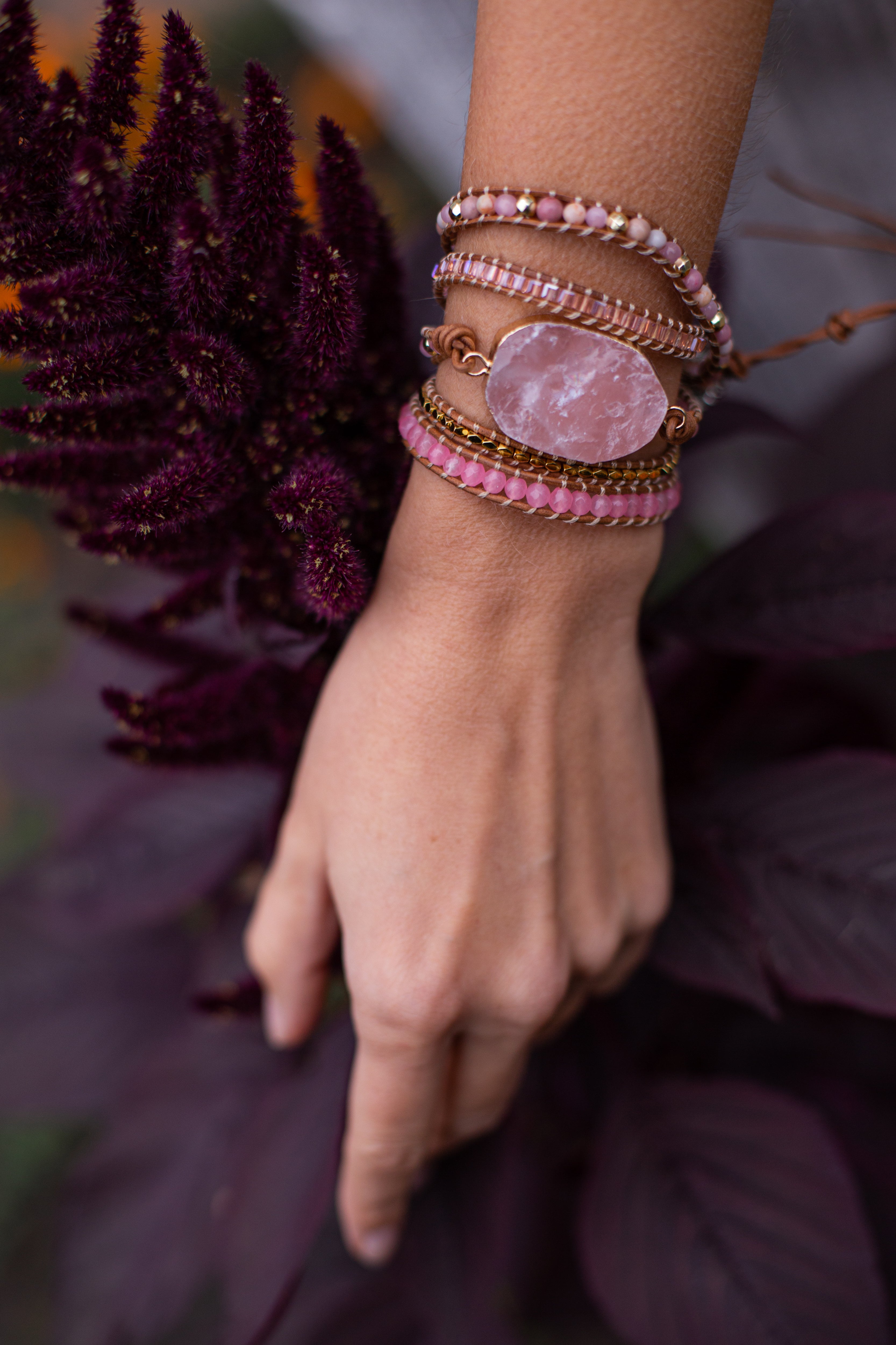 Amoria Bracelet – Elegant Gold Rose Quartz Arm Candy