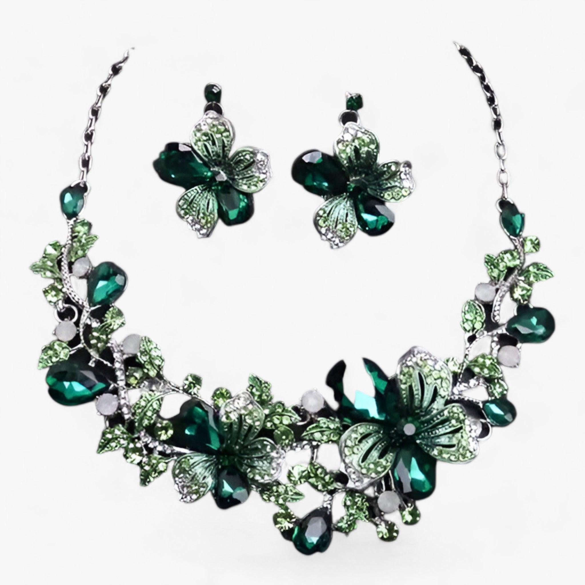 FleurGlow - Elegant wedding jewelry set with enameled flowers