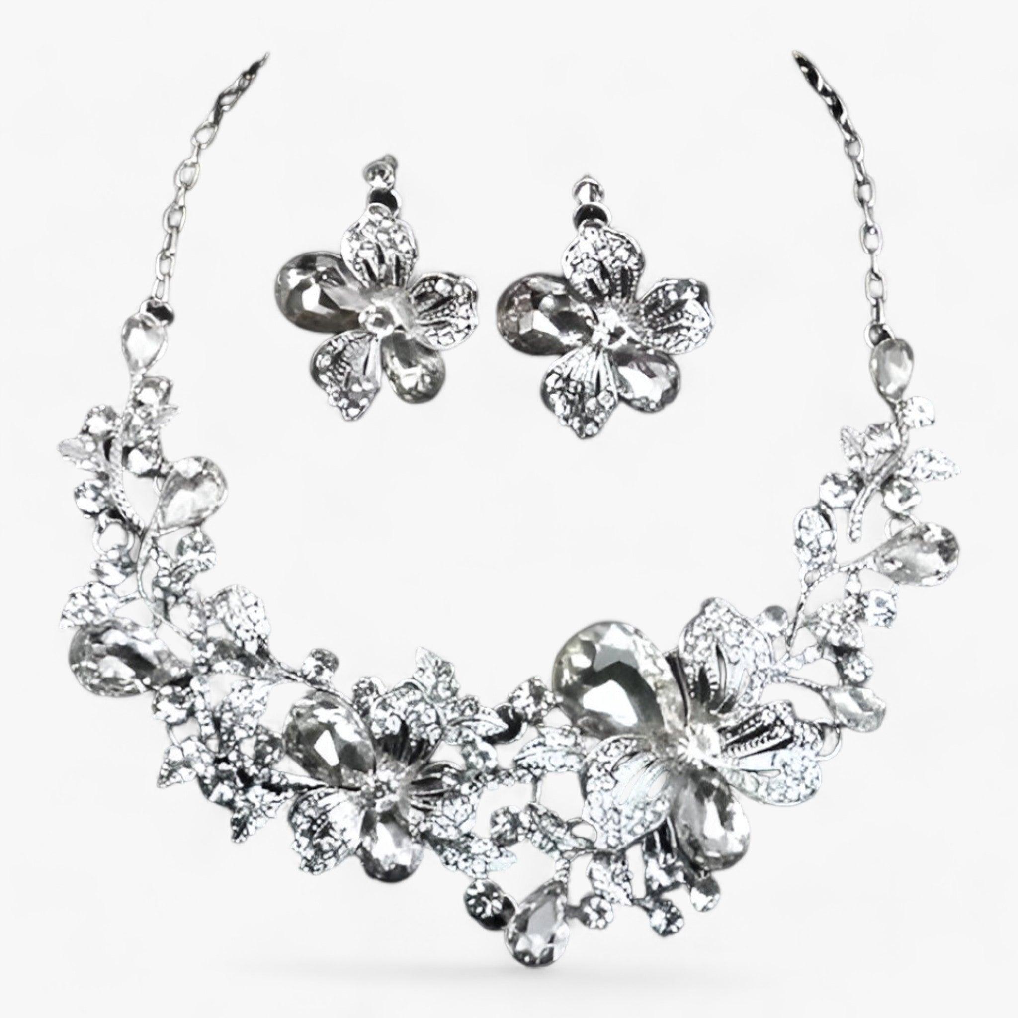 FleurGlow - Elegant wedding jewelry set with enameled flowers
