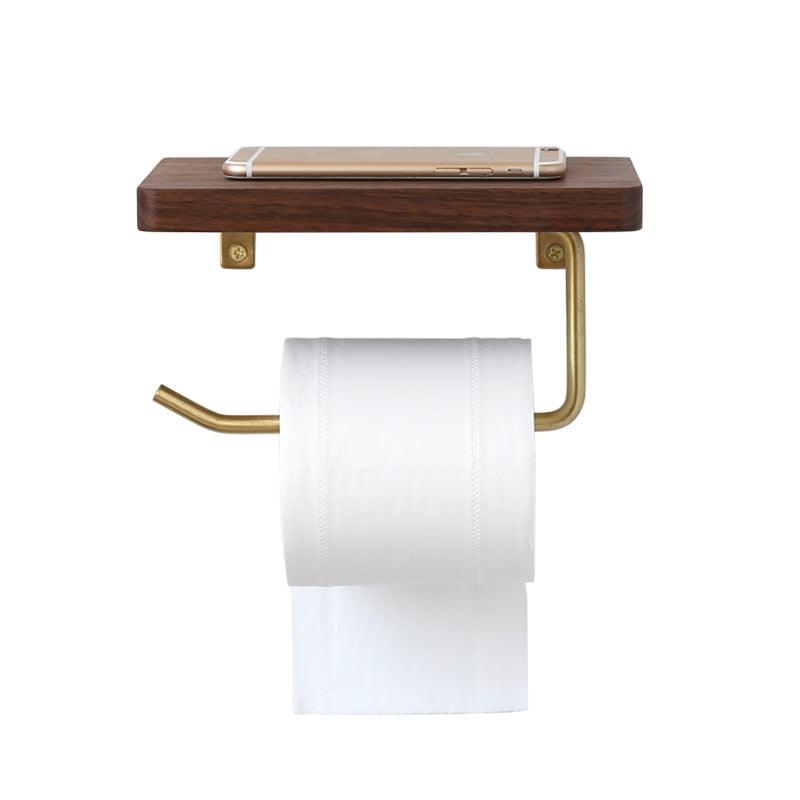 WoodNest - Stylish Wooden Toilet Paper Holder with Storage Space