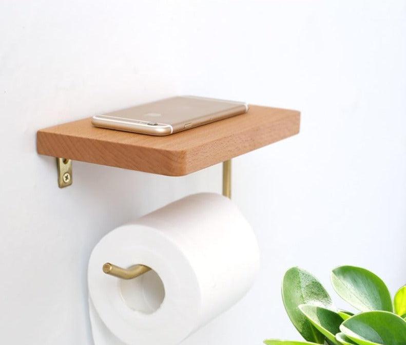 WoodNest - Stylish Wooden Toilet Paper Holder with Storage Space