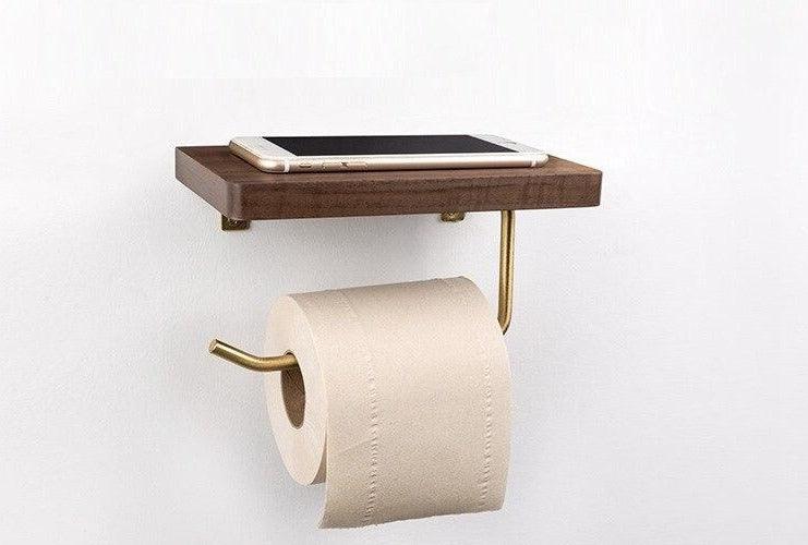 WoodNest - Stylish Wooden Toilet Paper Holder with Storage Space