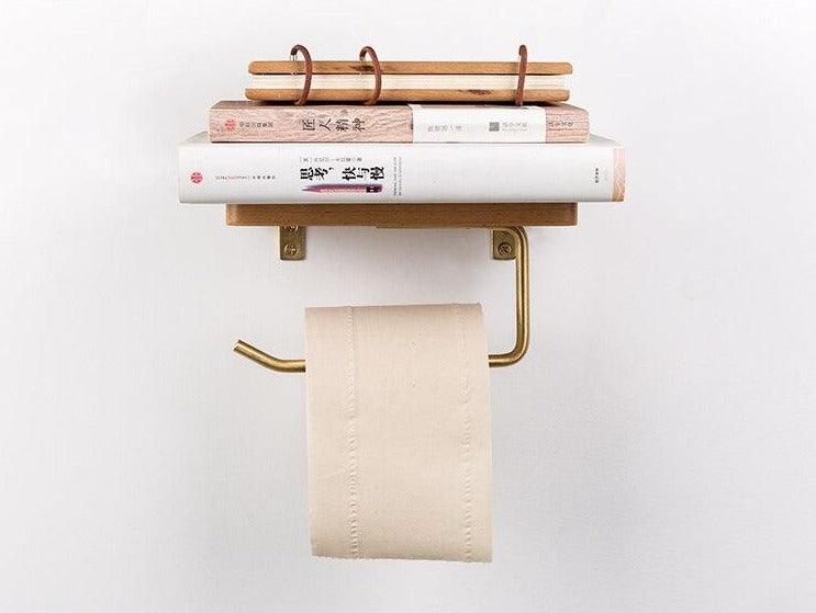 WoodNest - Stylish Wooden Toilet Paper Holder with Storage Space