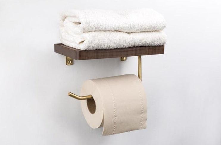 WoodNest - Stylish Wooden Toilet Paper Holder with Storage Space