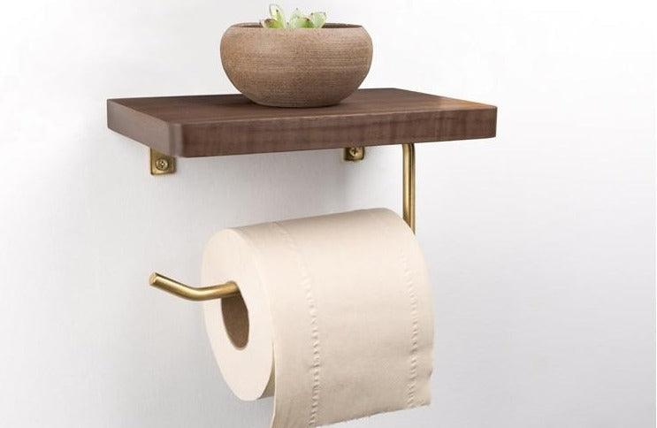 WoodNest - Stylish Wooden Toilet Paper Holder with Storage Space