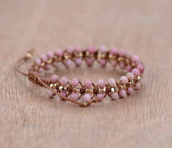 Rhodonite Bracelet - Heart Shaped Energy Bracelet Amara