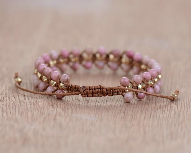 Rhodonite Bracelet - Heart Shaped Energy Bracelet Amara