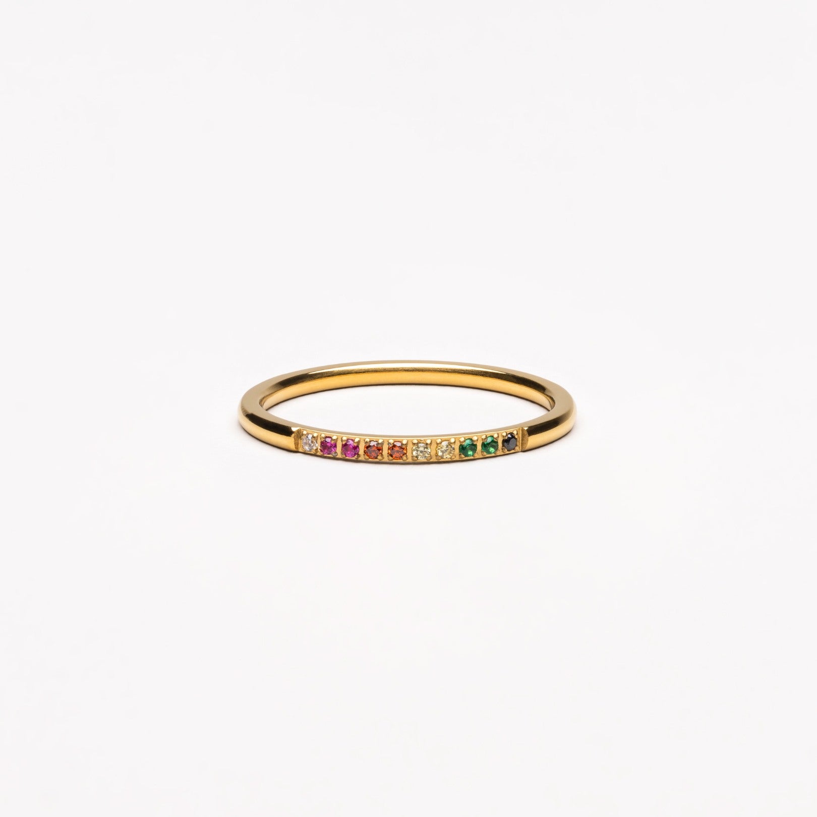 Stylish Gold Ring with Colorful Gemstones - Solene
