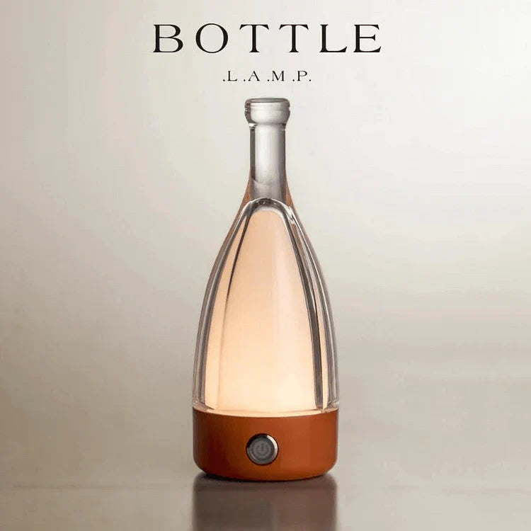 Stylish Wine Bottle Table Lamp - Rechargeable with Dimmable Lighting