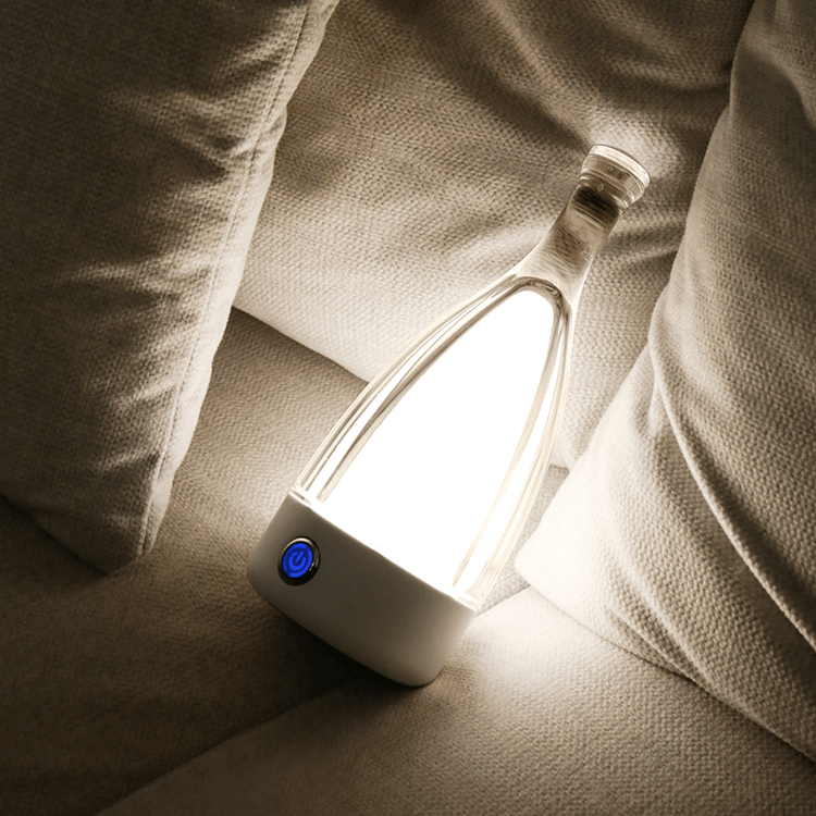 Stylish Wine Bottle Table Lamp - Rechargeable with Dimmable Lighting