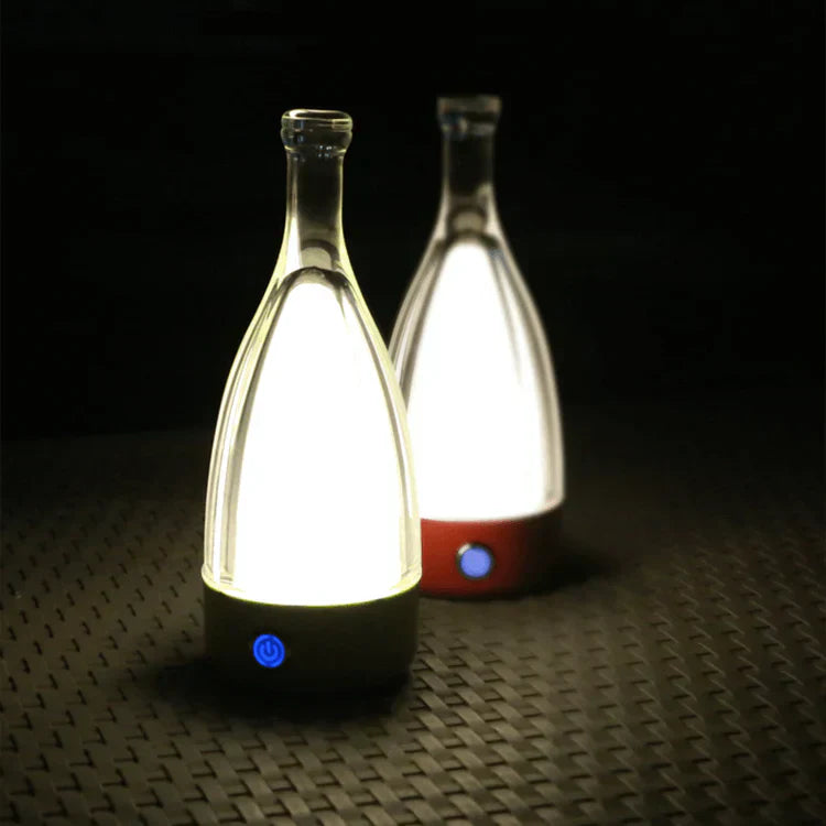 Stylish Wine Bottle Table Lamp - Rechargeable with Dimmable Lighting