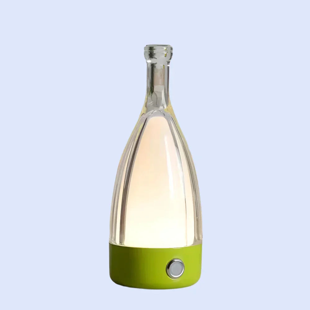 Stylish Wine Bottle Table Lamp - Rechargeable with Dimmable Lighting