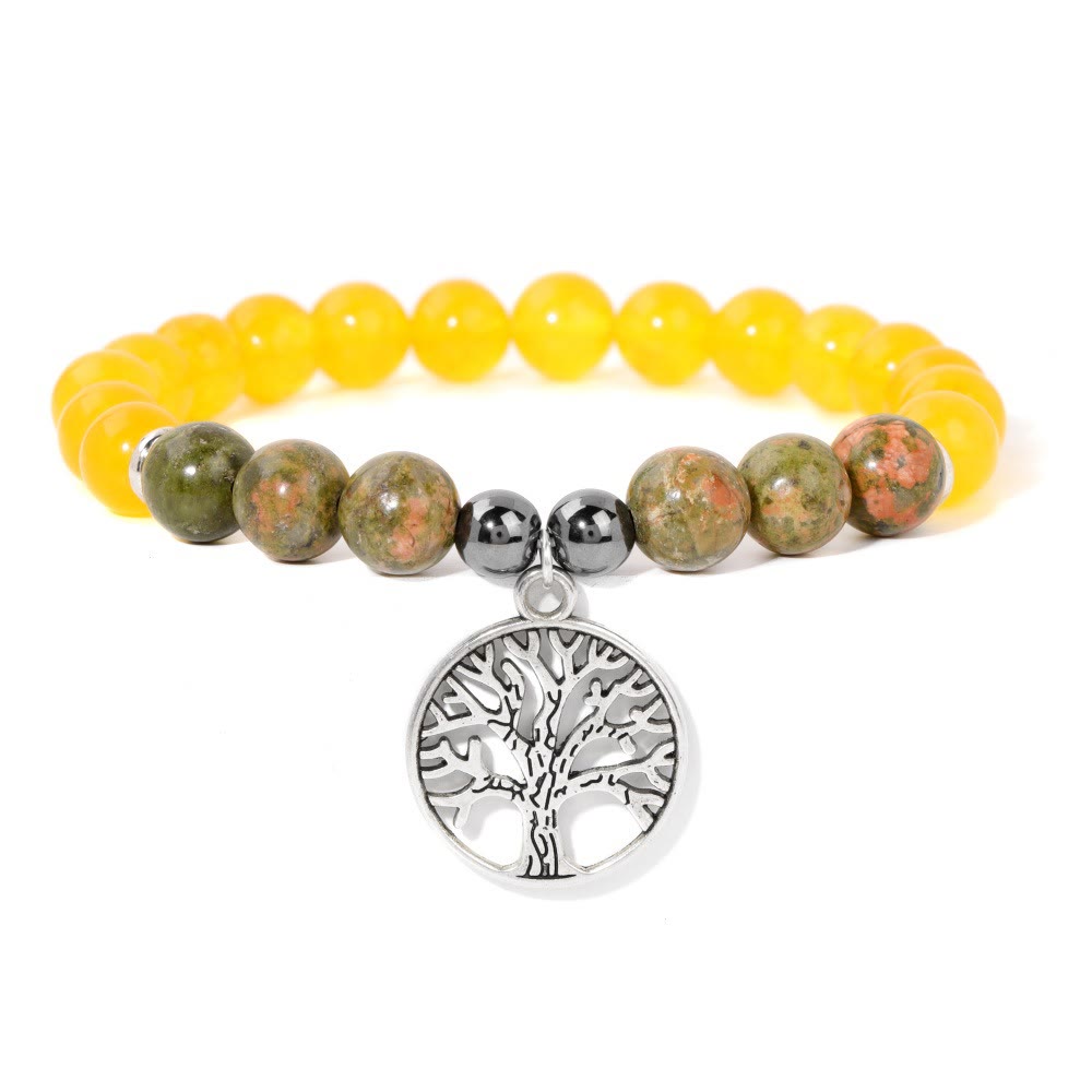 Elegant Mila Bracelet with Natural Crystals and Tree of Life Design 