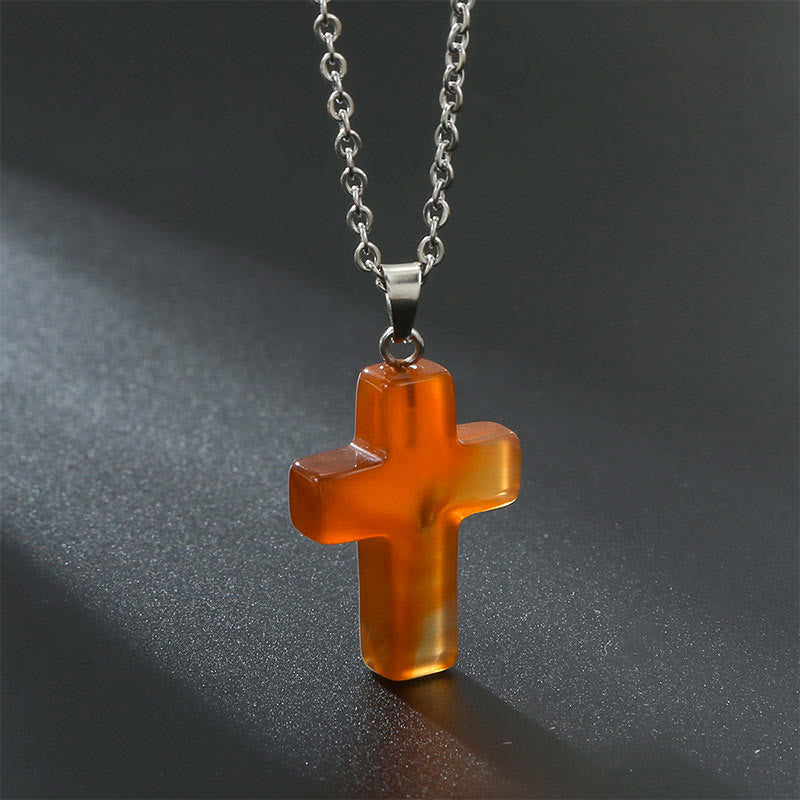 Seraphina Natural Gemstone Cross Necklace - A Spiritual Jewelry Experience