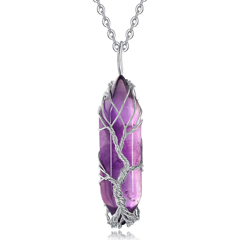Elegant Tree of Life Gemstone Necklace with Sparkling Crystals - Elara 