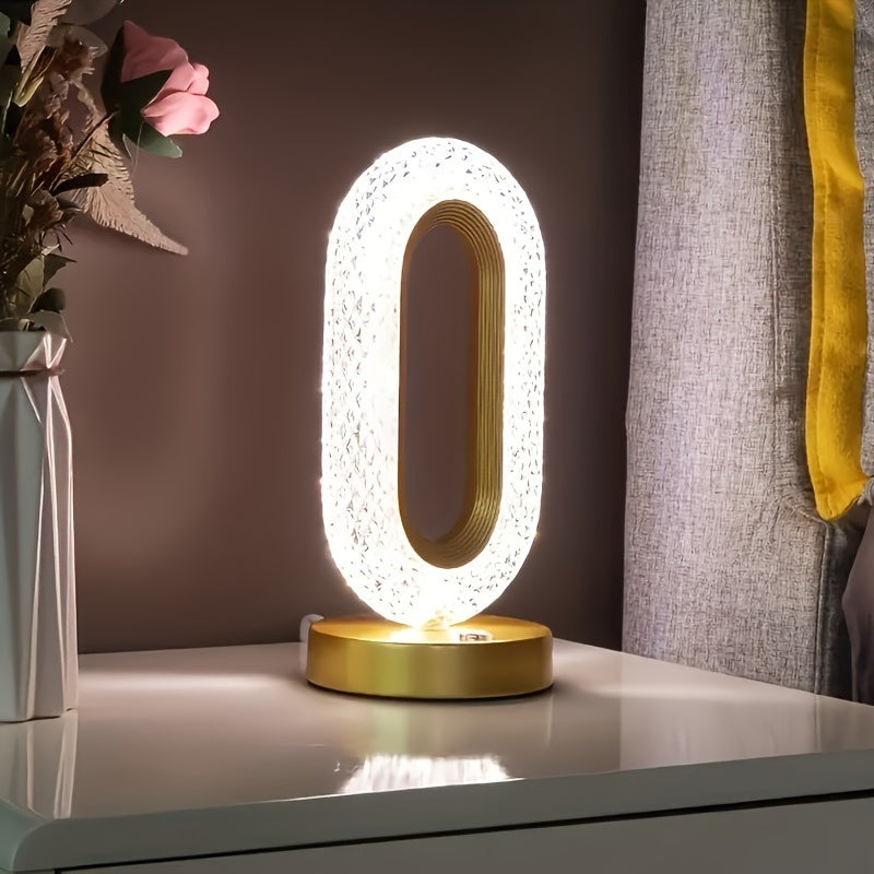 LuxeGlow – Elegant Oval Crystal Table Lamp