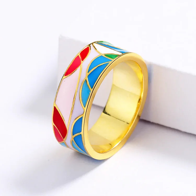 Elegant enamel zirconia ring - Nadia