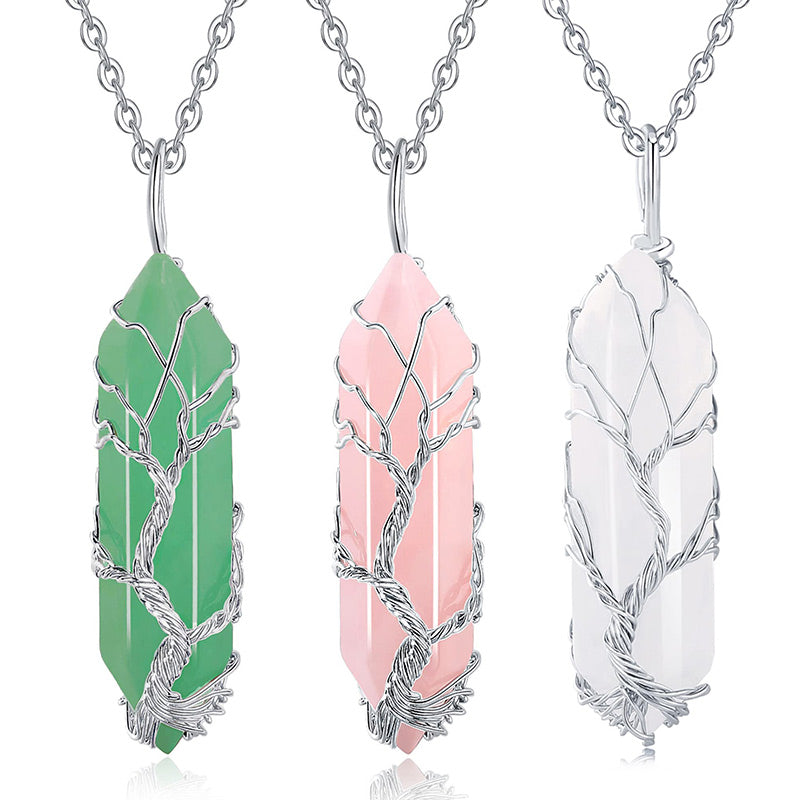 Elegant Tree of Life Gemstone Necklace with Sparkling Crystals - Elara 