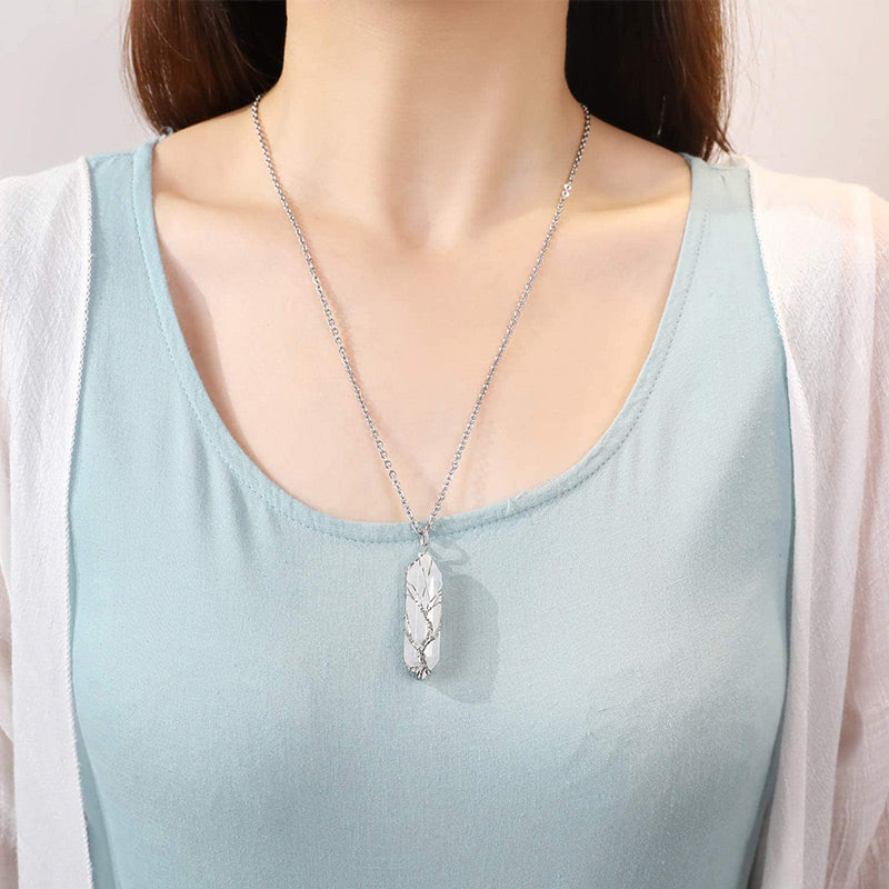 Elegant Tree of Life Gemstone Necklace with Sparkling Crystals - Elara 