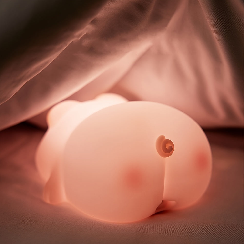 PiggyGlow – Cute Silicone Night Light, USB Rechargeable
