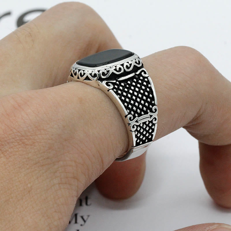 Elegant Black Onyx and Silver Ring for the Modern Man - Max