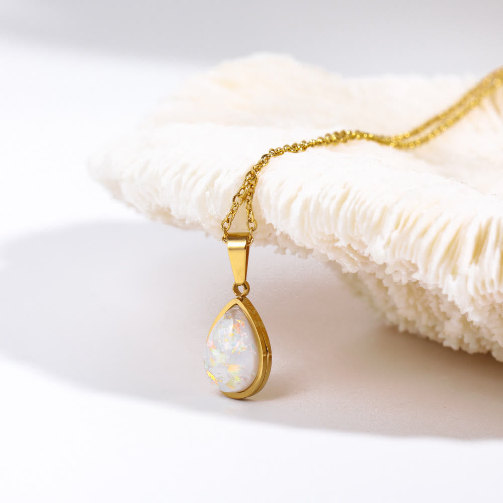 Eloise 18K Natural Opal Drop Pendant Necklace - A Captivating Elegance