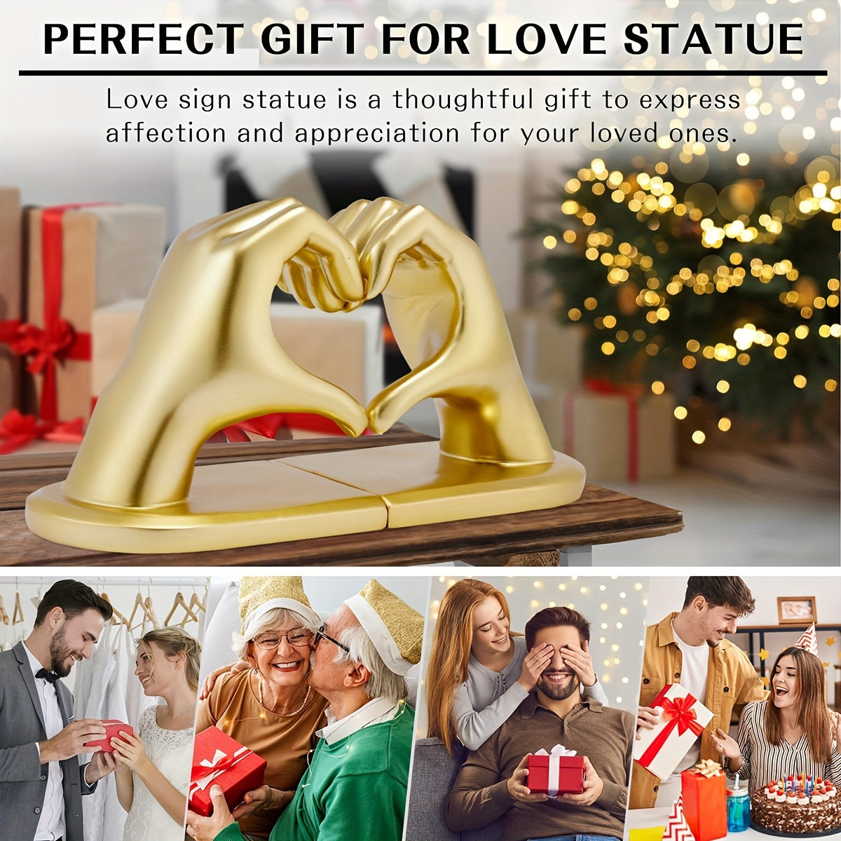 Chic Heart Support - Modern Finger Bookends in Gold