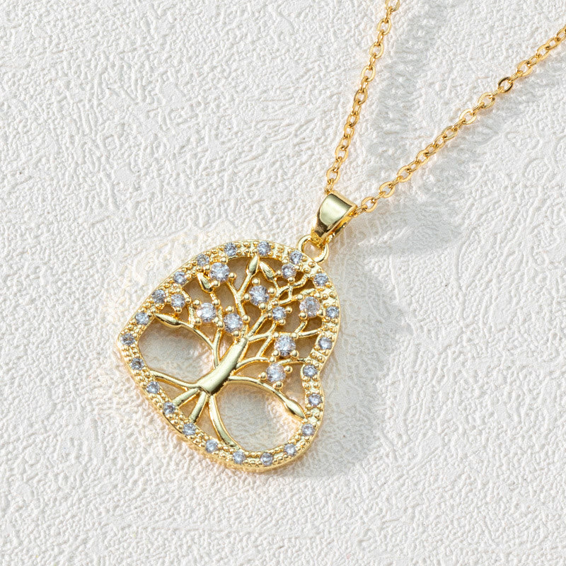Elegant Luna Tree of Life Pendant in Zirconia - Dazzling Necklace 