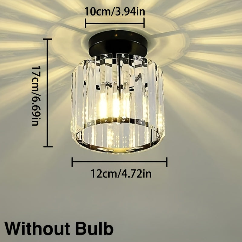 CrystalLuxe – Elegant Black LED Ceiling Lamp with Crystal