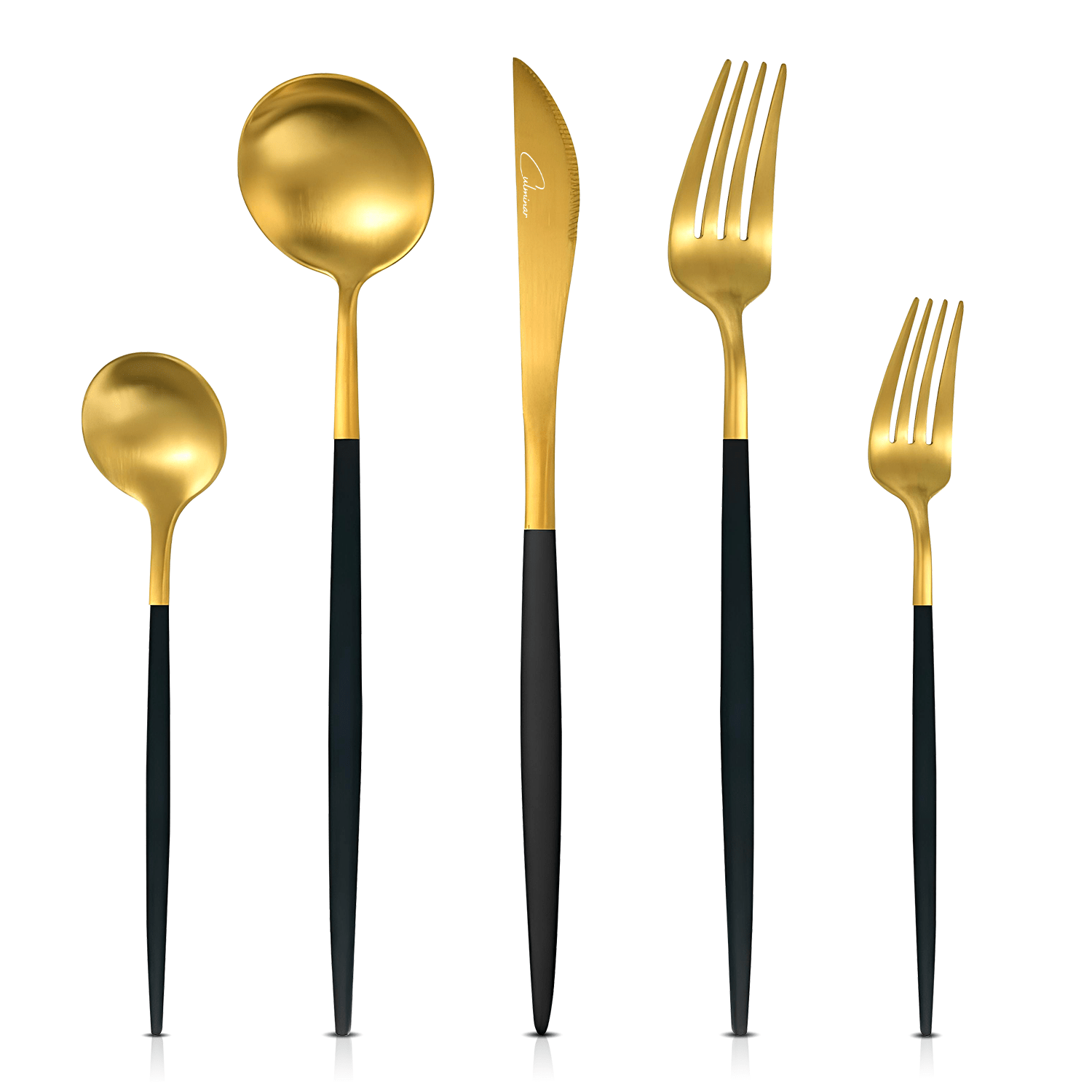 RoyalServe - Luxury Black Gold Cutlery Set for Lighthouse